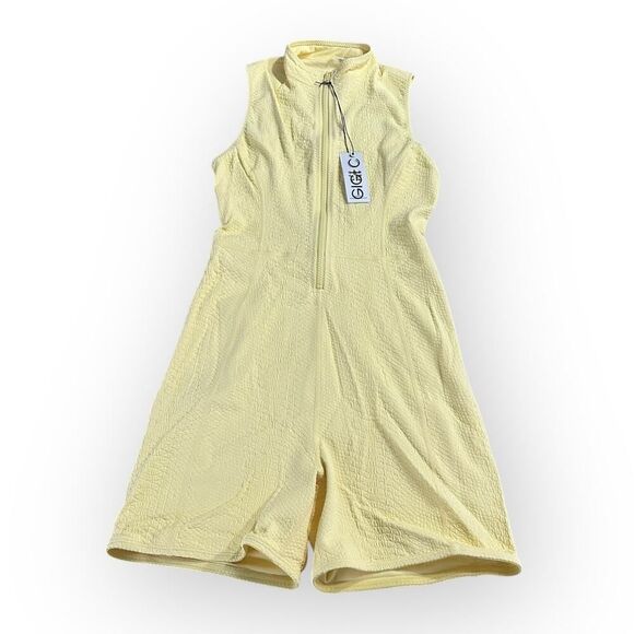 GIGI C Activewear Revolve Keelan Romper Women's Medium Butter Yellow Sleeveless - Picture 3 of 12